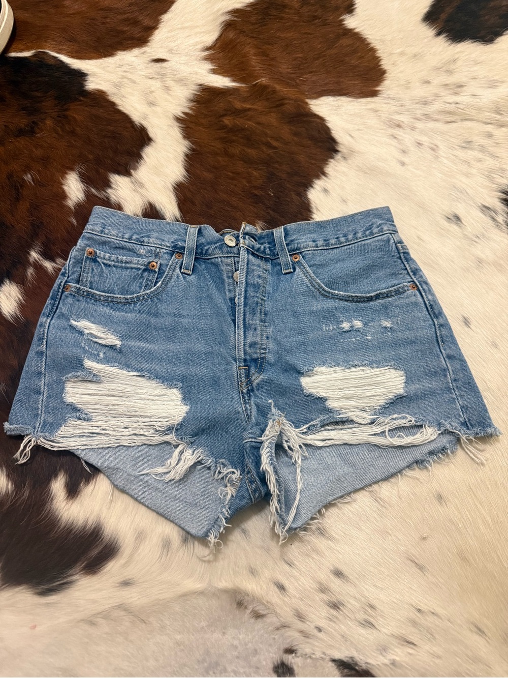 Signature by Levi Strauss Light Blue Distressed Denim Shorts